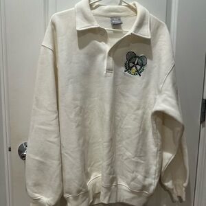 Aritzia Cream Sweatshirt with Embroidered Design